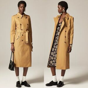 NWT J CREW New long Icon trench coat in Honey Brown